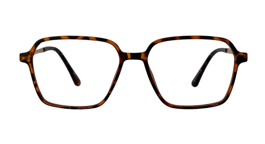 Havana & Golden Rectangle Eyeglasses front view - Bombay Optical