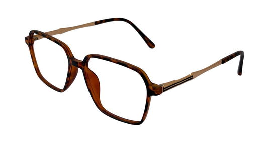Havana & Golden Rectangle Eyeglasses side view - Bombay Optical