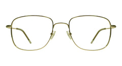 Square Gold Metallic Eyeglasses - front view, golden metal frame