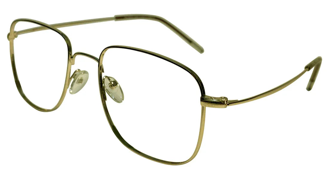 Square Gold Metallic Eyeglasses - side angle view