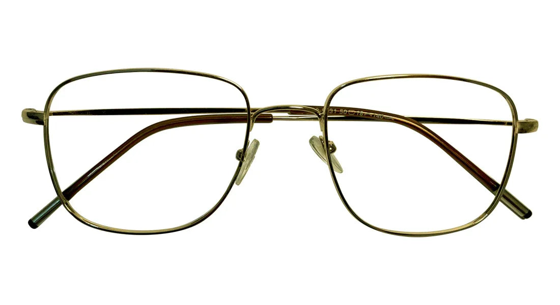 Square Gold Metallic Eyeglasses - side profile view