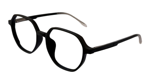 Matte Black Hexa Round Eyeglasses side view - Bombay Optical