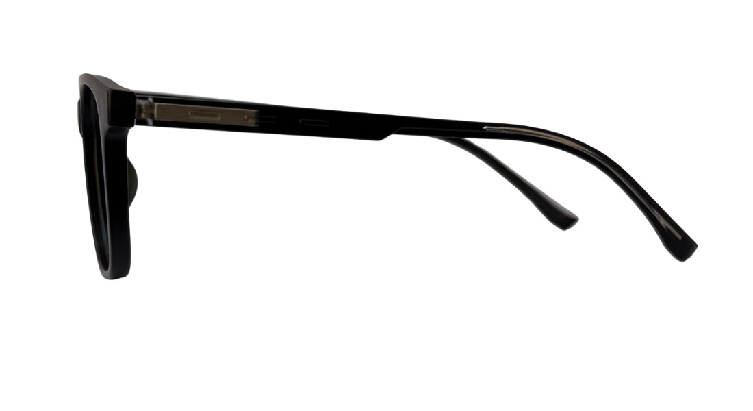 Matte Black Round Eyeglasses side angle view - Bombay Optical