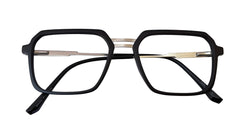 Matte Black Rectangle Eyeglasses with Double Bridge