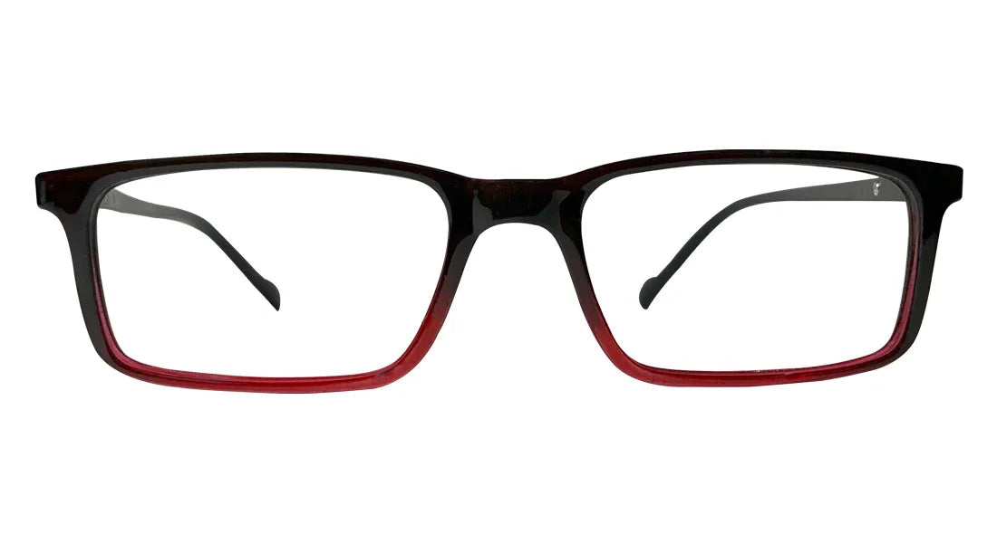 Black with Red Rectangle Eyeglasses - front view, TR90 frame