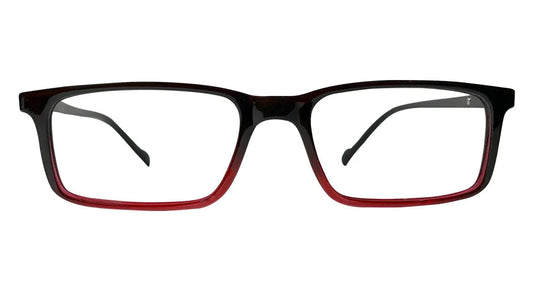 Black with Red Rectangle Eyeglasses - front view, TR90 frame