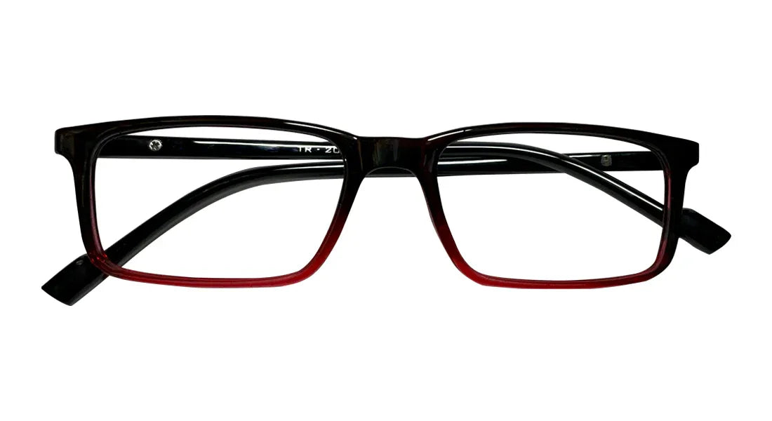 Black with Red Rectangle Eyeglasses - top angle view