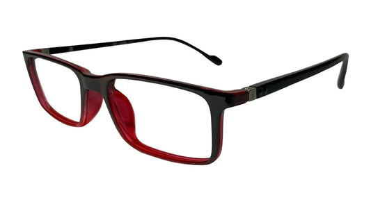 Black with Red Rectangle Eyeglasses - side view