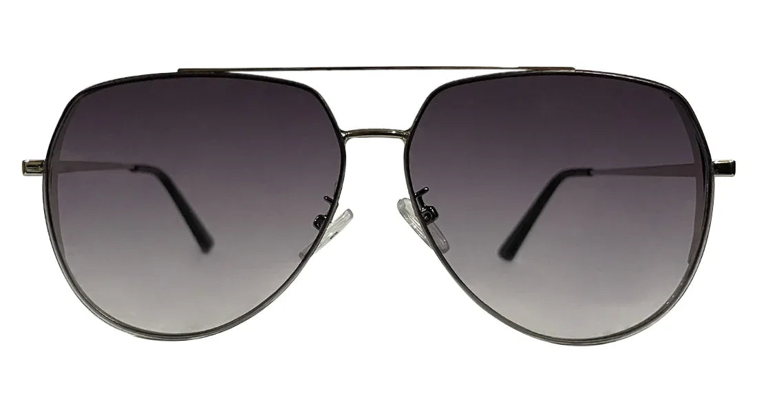 Silver and Grey Aviator Sunglasses - Bombay Optical