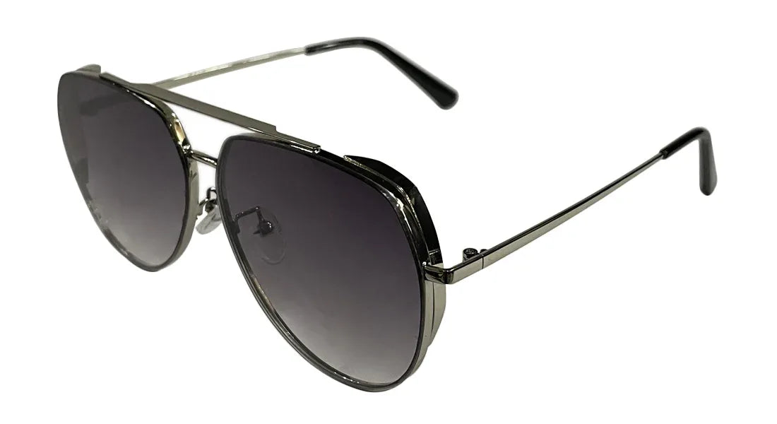 Silver and Grey Aviator Sunglasses - Bombay Optical