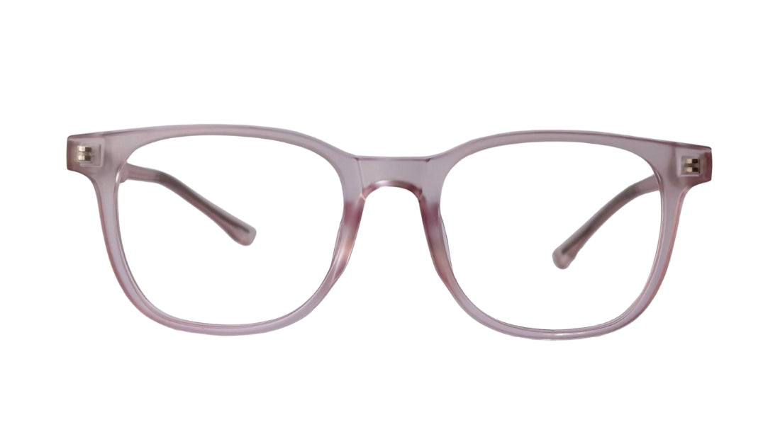 Transparent Pink Round Eyeglasses front view - Bombay Optical