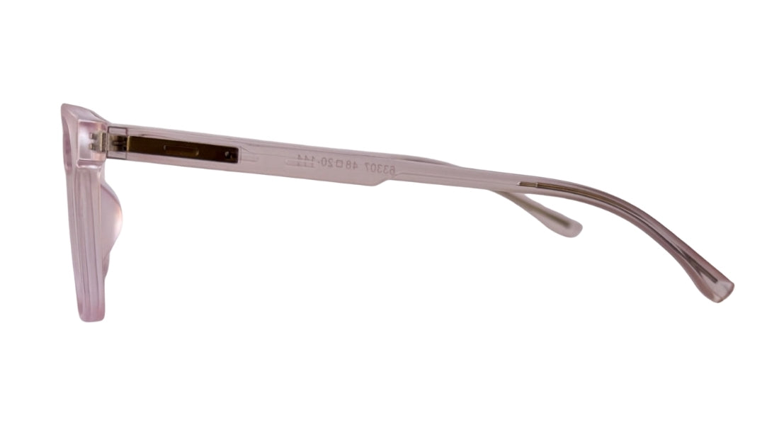 Transparent Pink Round Eyeglasses side angle view - Bombay Optical