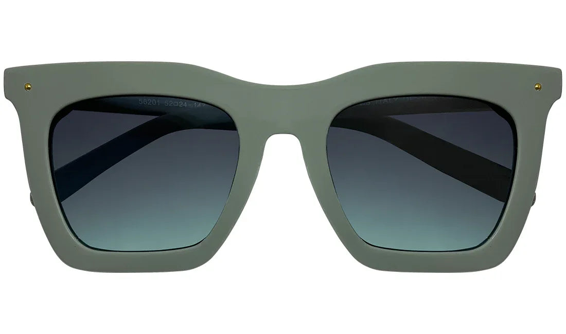 Unisex Blue Lens & Matte Green UV Protected Square Sunglasses - Bombay Optical