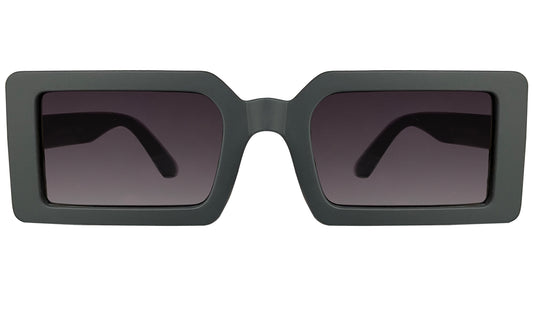 Unisex Purple Lens & Matte Grey UV Protected Rectangle Sunglasses