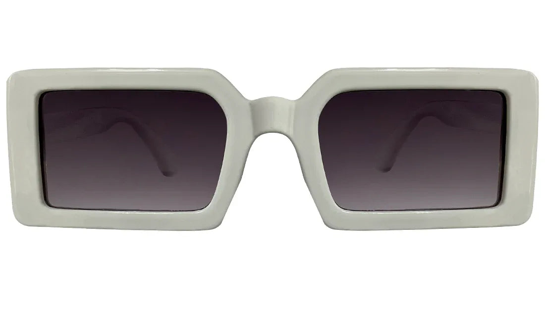 Unisex Purple Lens & White UV Protected Rectangle Sunglasses - Bombay Optical