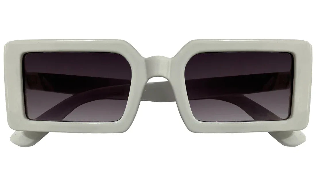 Unisex Purple Lens & White UV Protected Rectangle Sunglasses - Bombay Optical