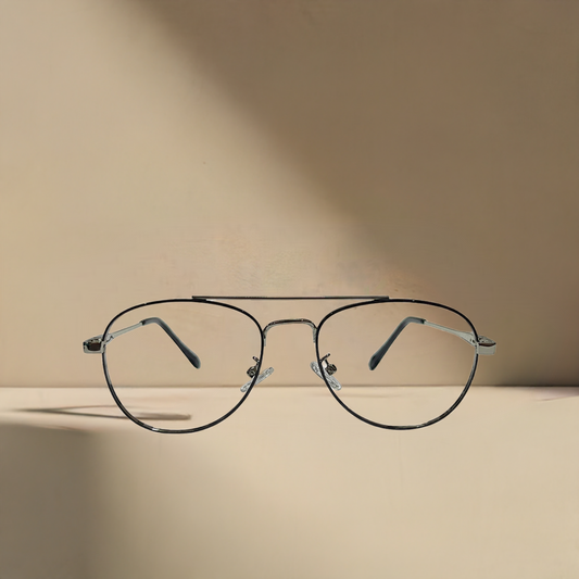 Back & Silver Aviator Eyeglasses