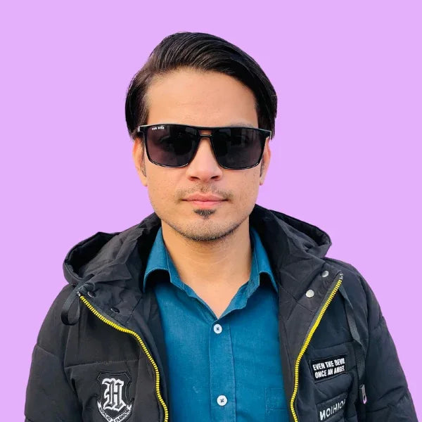 Tom Star Matte Black Frame with Dark Purple Lenses Sunglasses - Bombay Optical