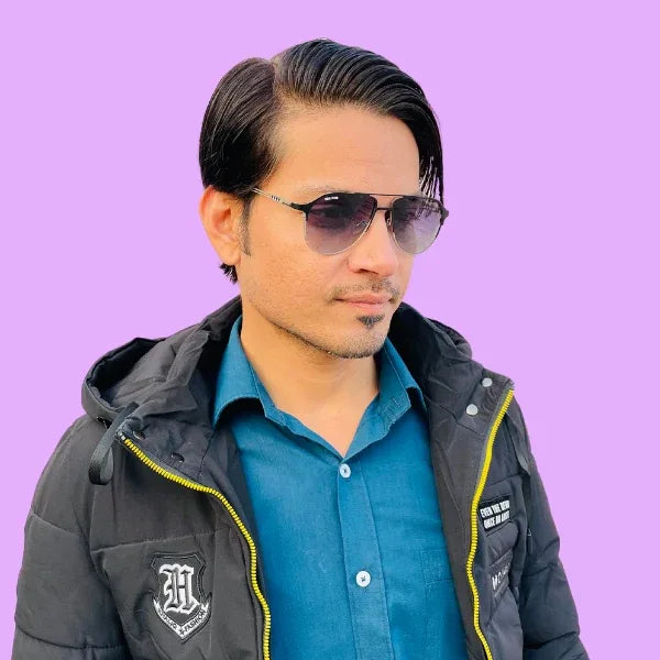 Tom Star Aviator Sunglasses with Blue Lenses - Bombay Optical