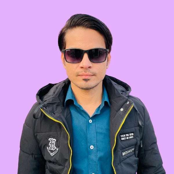 Tom Star Rectangle Sunglasses with Dark Purple Lenses - Bombay Optical