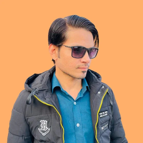 Tom Star Rectangle Sunglasses with Dark Purple Lenses - Bombay Optical