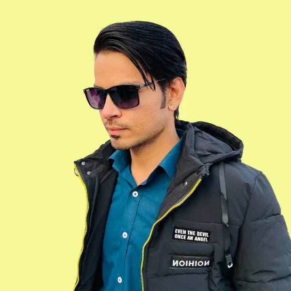 Tom Star Rectangle Sunglasses with Dark Purple Lenses - Bombay Optical