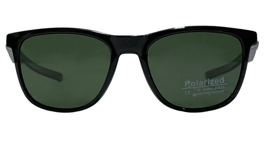 Black Polarized Sunglasses with Dark Green Lenses