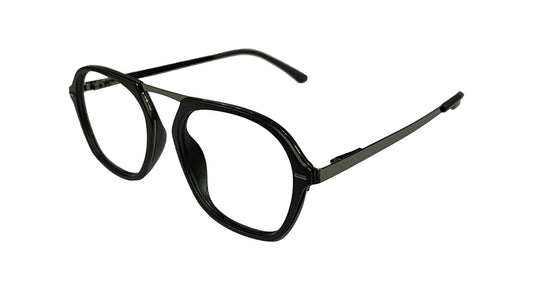 Black & Gunmetal Round Eyeglasses