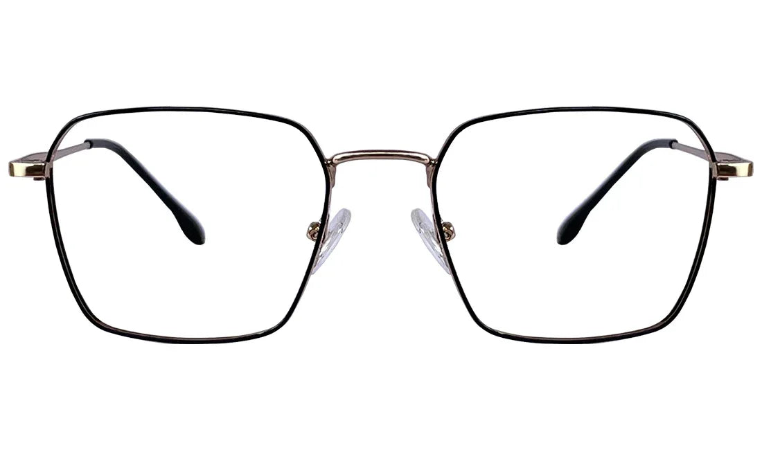 Black and Golden Square Eyeglasses - Bombay Optical