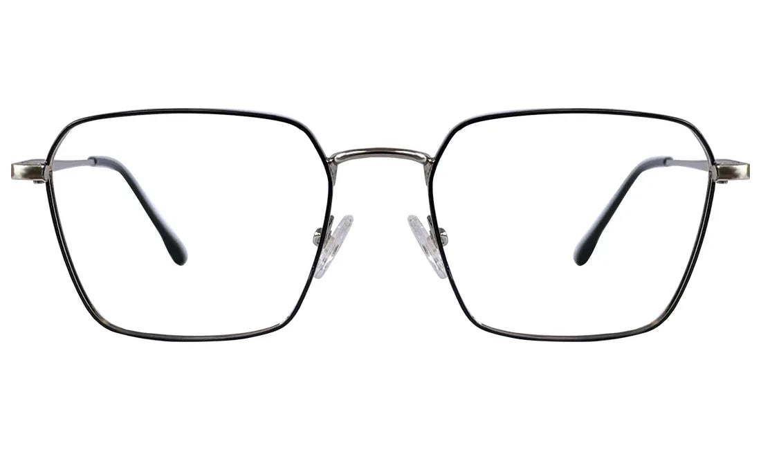 Black and Silver Square Eyeglasses - Bombay Optical