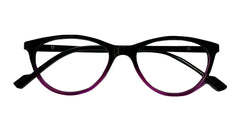 Black with Purple Oval Eyeglasses