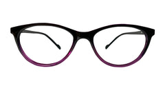 Black with Purple Oval Eyeglasses