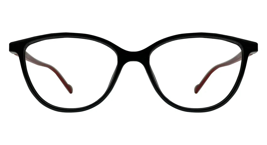 Black with Red Oval Eyeglasses - Bombay Optical