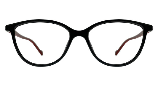 Black with Red Oval Eyeglasses