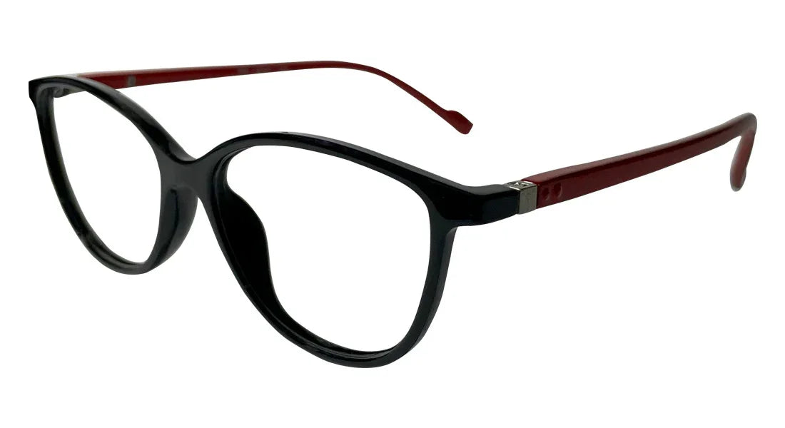 Black with Red Oval Eyeglasses - Bombay Optical
