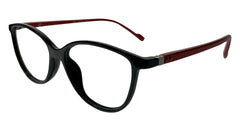Black with Red Oval Eyeglasses