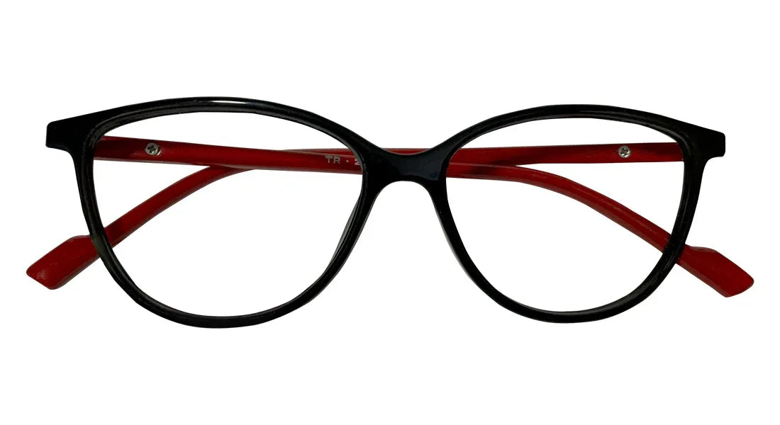 Black with Red Oval Eyeglasses - Bombay Optical