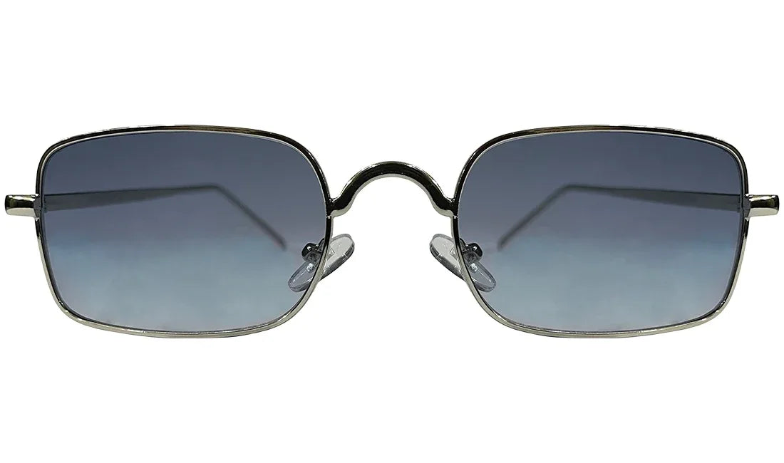 Blue Lenses With Silver Rim Rectangle Sunglasses - Bombay Optical