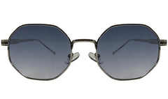 Blue Lenses with Silver Rim Hexagon Sunglasses