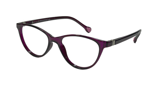 Glossy Purple Oval Eyeglasses