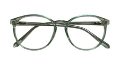 Transparent Green Round Eyeglasses