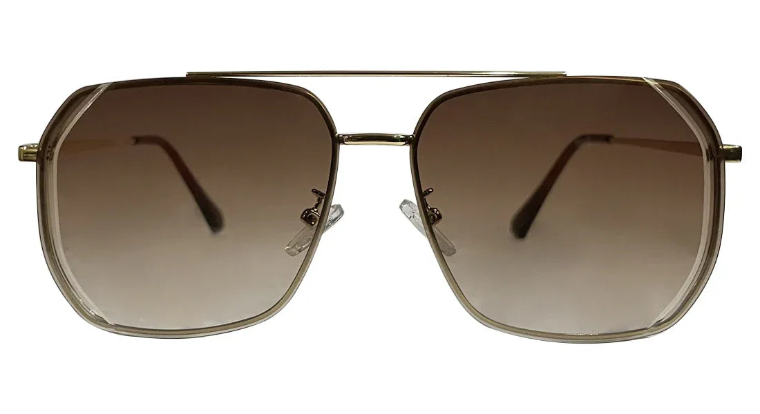 Brown and Golden Square Sunglasses - Bombay Optical