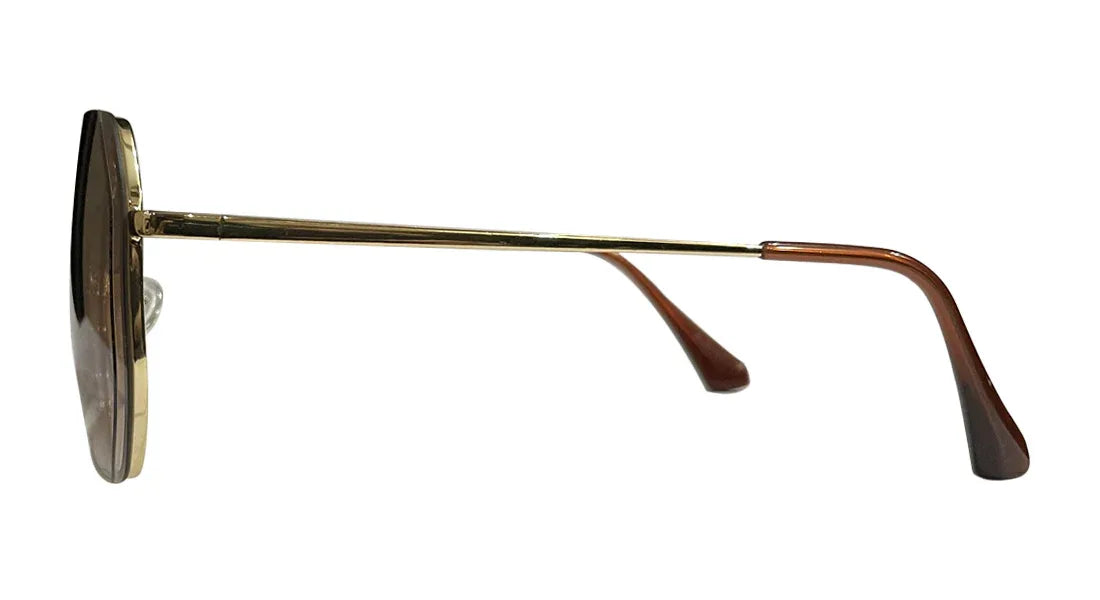 Brown and Golden Square Sunglasses - Bombay Optical