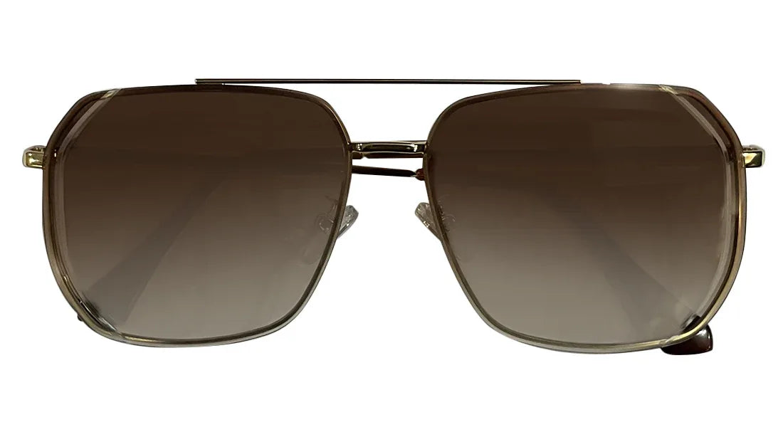 Brown and Golden Square Sunglasses - Bombay Optical