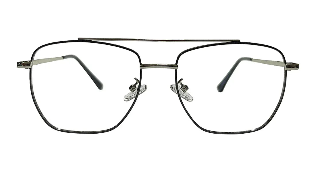 Black and Silver Square Eyeglasses - Bombay Optical