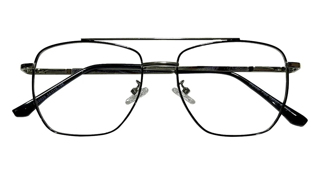 Black and Silver Square Eyeglasses - Bombay Optical