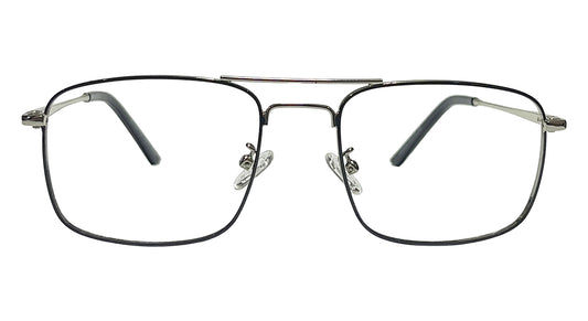 Black and Silver Rectangle Eyeglasses