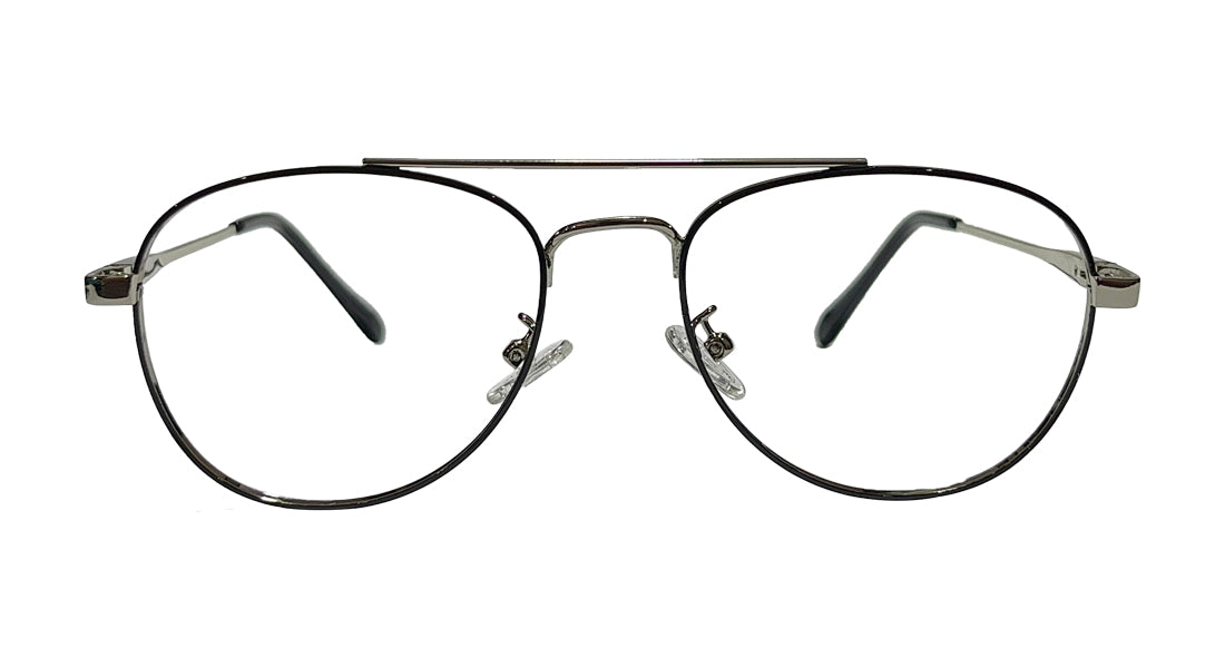 Back & Silver Aviator Eyeglasses