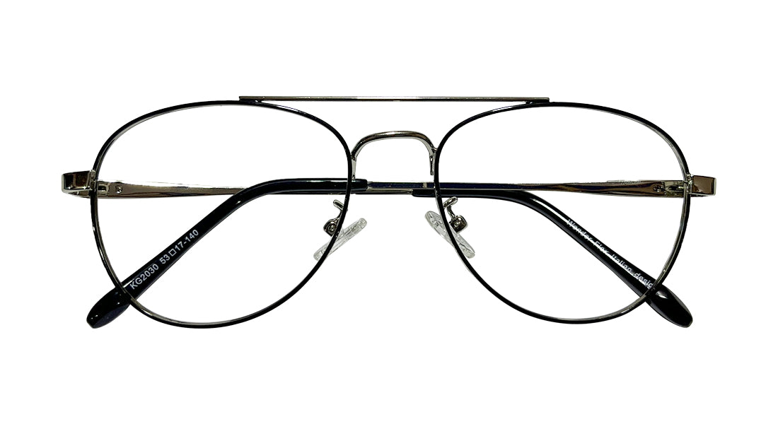 Back & Silver Aviator Eyeglasses, top image