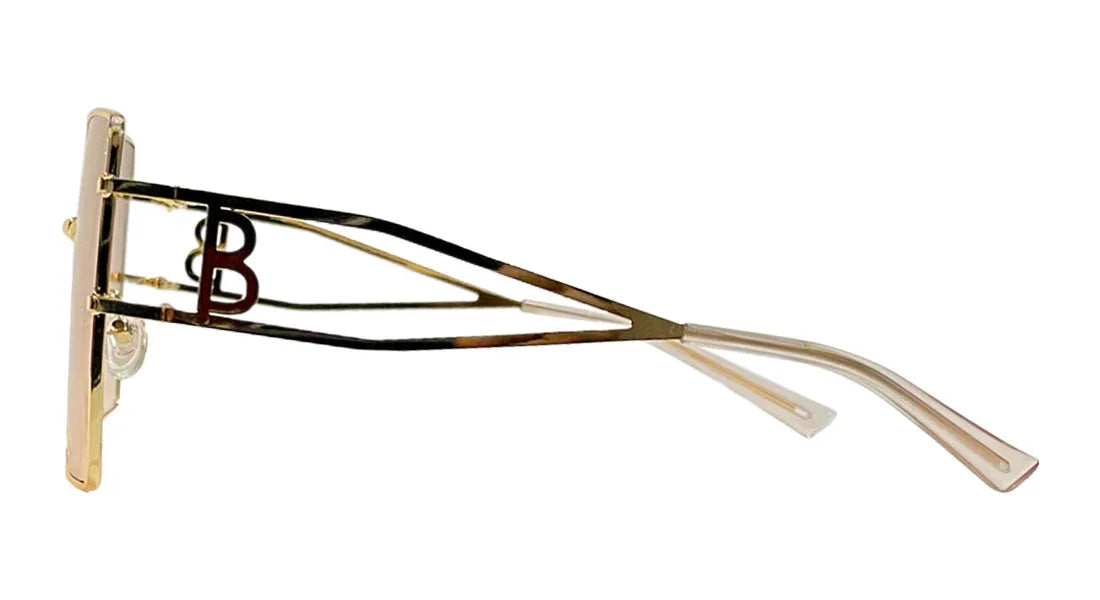 Brown Big Square Golden Metal Sunglasses - Bombay Optical
